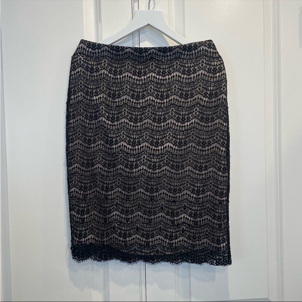Ann Taylor Petite Black Eyelash Lace Skirt 2P New